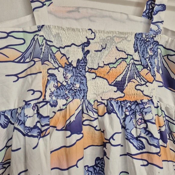 Kenzo Kids Girls 12A Tiger Mountain Print Cotton Tiered Dress NWT Tween - Picture 6 of 8